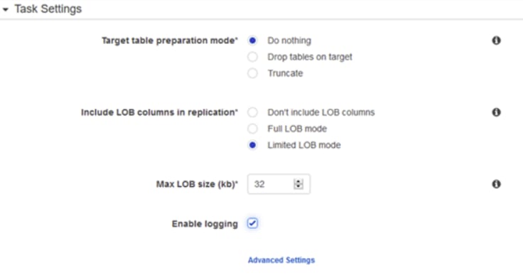 RDS Oracle PostgreSQL: Task Settings